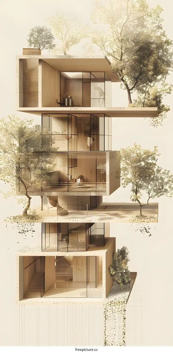 The relationship between architecture and nature is reimagined in this stunning digital artwork