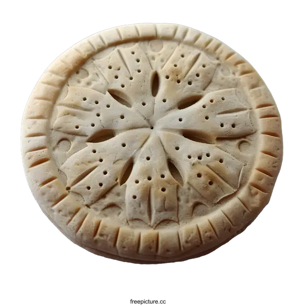 [Transparent Background PNG]Round Biscuit with Floral Pattern