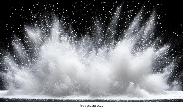 White Powder Explosion on Black Background