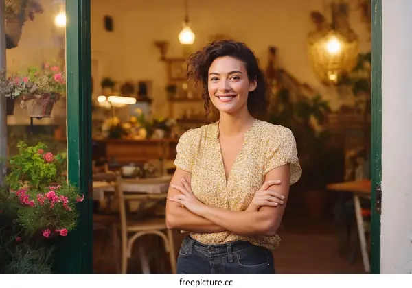 Woman Entrepreneur Standing at Store Front