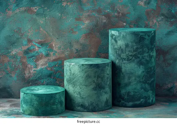 Three podiums on a blue background