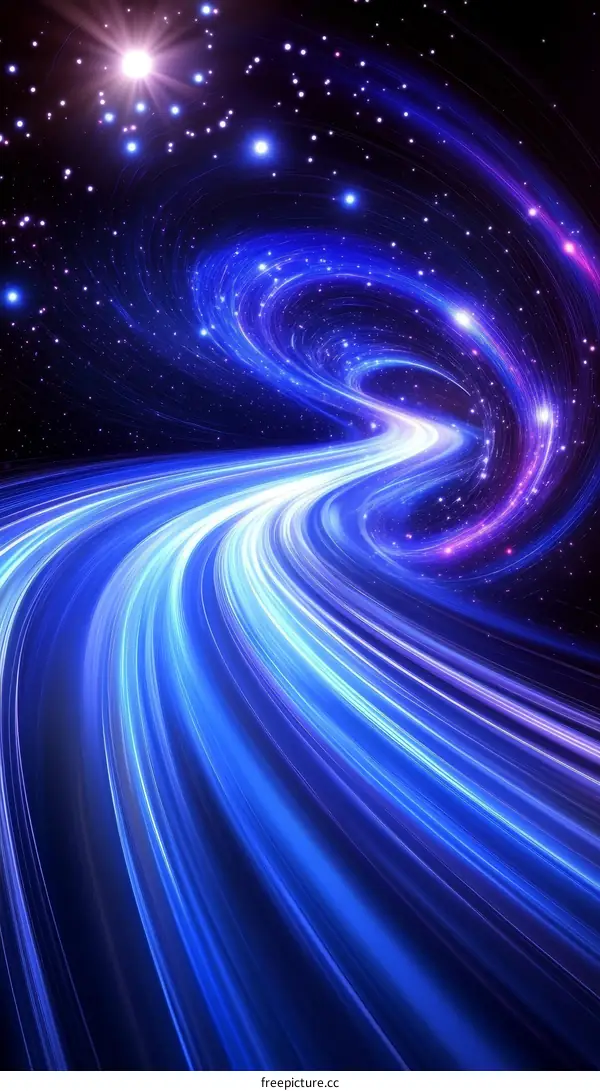 Abstract Space Tunnel with Light Trails
