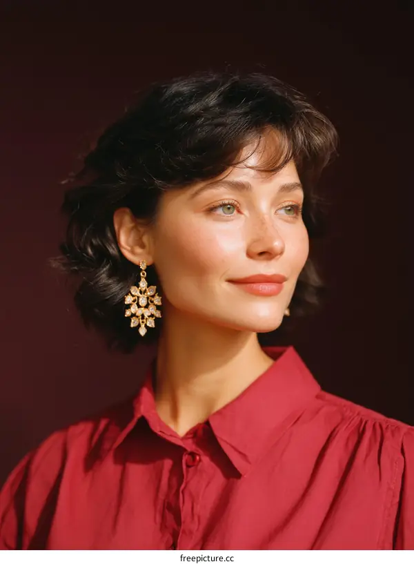 Close-up Portrait of Woman with Statement Earrings
