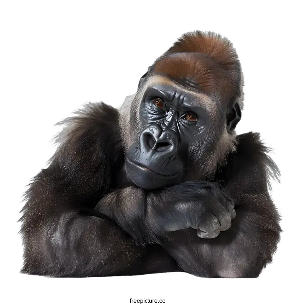 [Transparent Background PNG]Thoughtful Gorilla Portrait