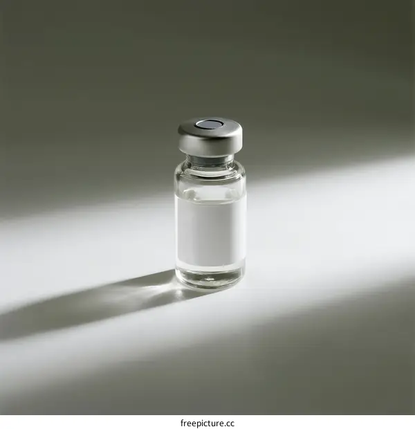 Medical Vial with Clear Liquid in Clinical Setting