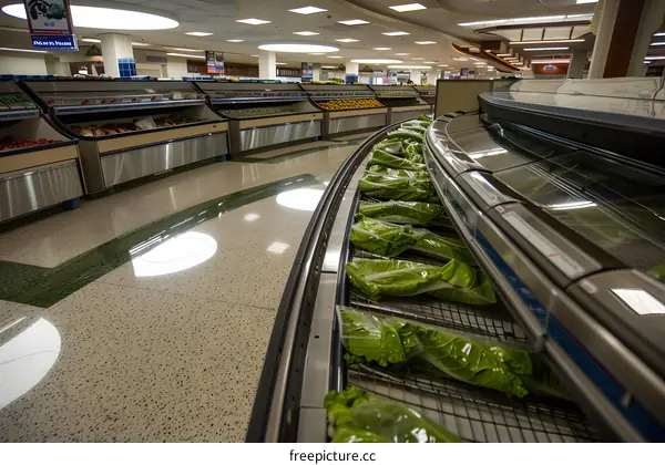 Fresh Produce Conveyor Belt in Grocery Store