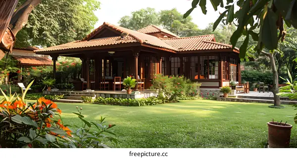 Courtyard of a Traditional Chinese Courtyard House