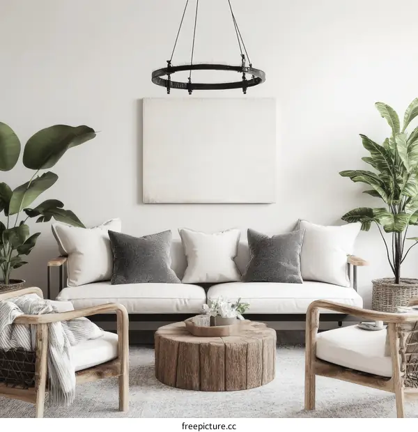 Modern Boho Living Room Illustration