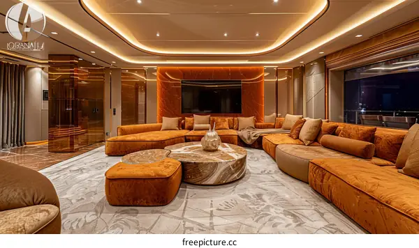 Modern luxury yacht interior design