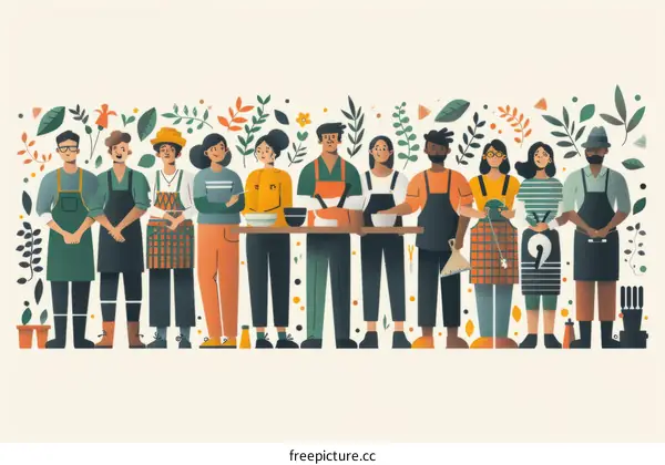 A Diverse Group of People Cooking and Gardening