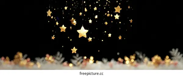 Golden Stars Falling on Black Background