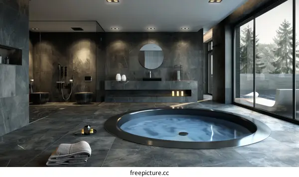 Modern Luxury Spa Bathroom with Hot Tub