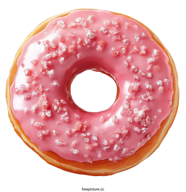 [Transparent Background PNG]Pink Glazed Donut with Sprinkles