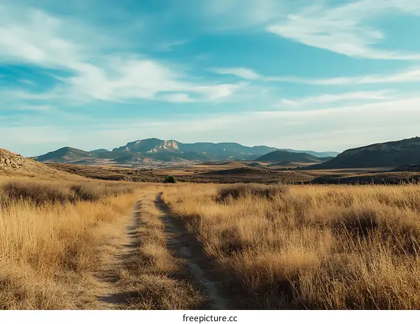 Grass Field with Mountains in the Background