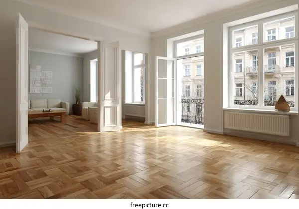 Spacious Empty Modern European Style Apartment Interior