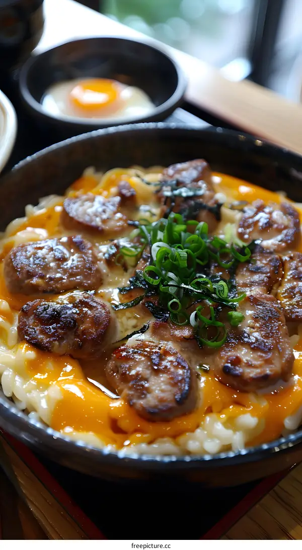 Delicious Japanese Cuisine: Foie Gras Donburi with Egg Yolk