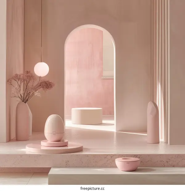 Minimalist Home Decor with Pink Aromatherapy Diffuser and Vase