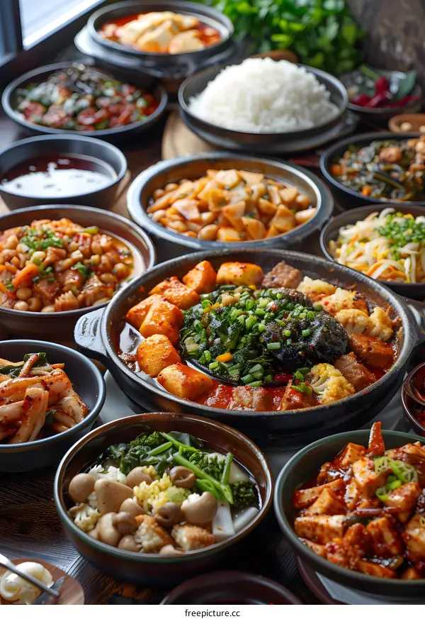 A table full of delicious Korean food