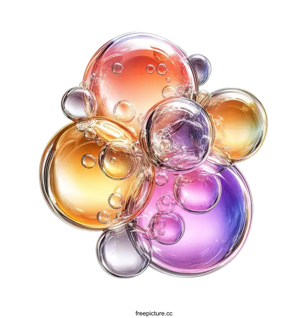 [Transparent Background PNG]Colorful Abstract Bubbles Illustration