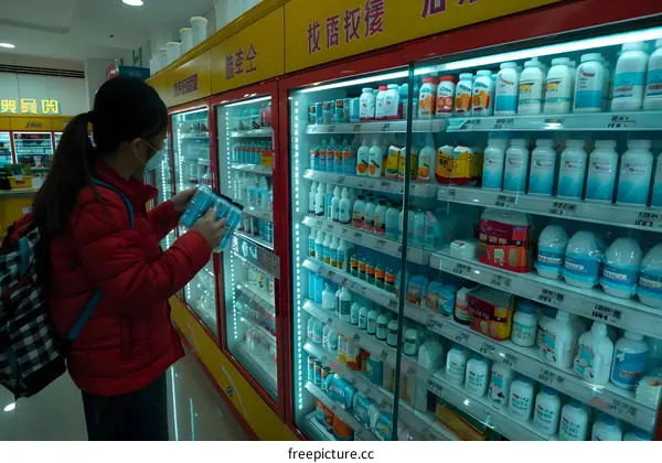 Woman Shopping in a Supermarket in China