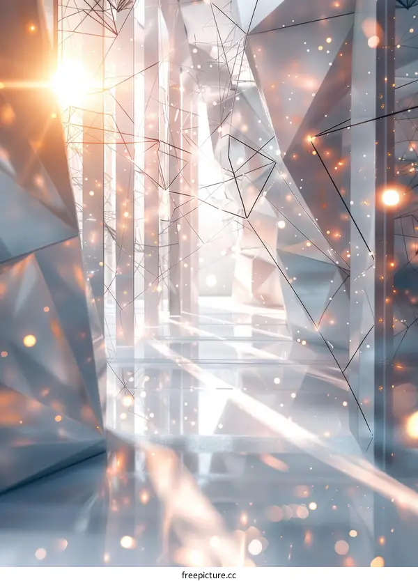 Futuristic Sci-Fi Corridor with Glowing Lights and Reflective Flooring