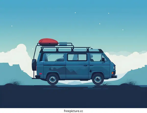 Blue Van Illustration