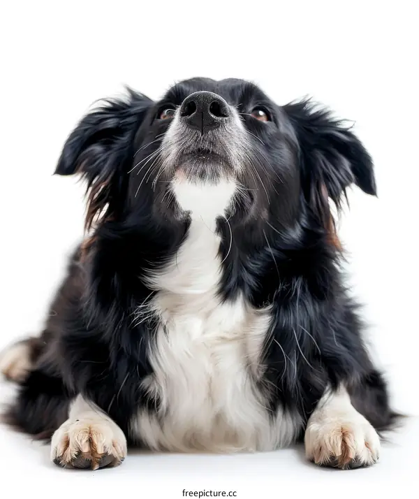 A Border Collie looking up