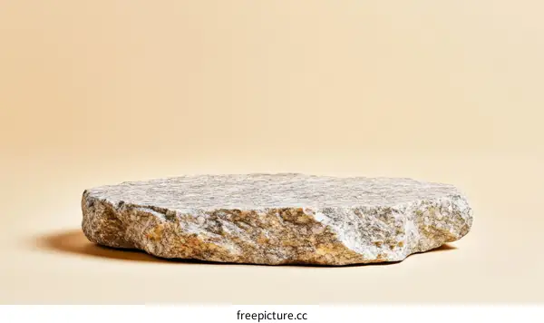 Natural Stone Display Podium Against Beige Background