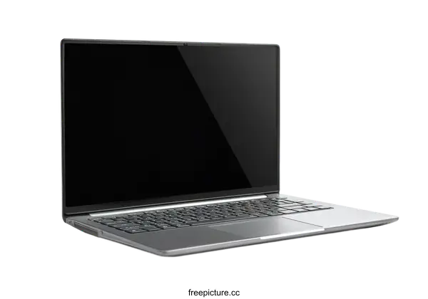 [Transparent Background PNG]Modern Silver Laptop on a White Background