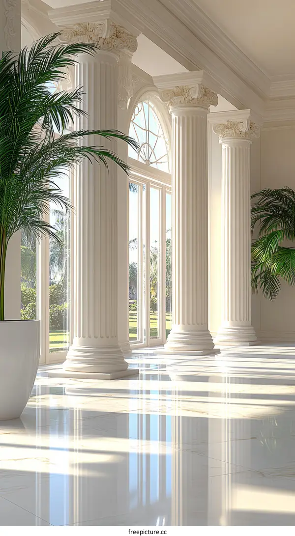 Elegant Classic Columns Hallway Interior Design