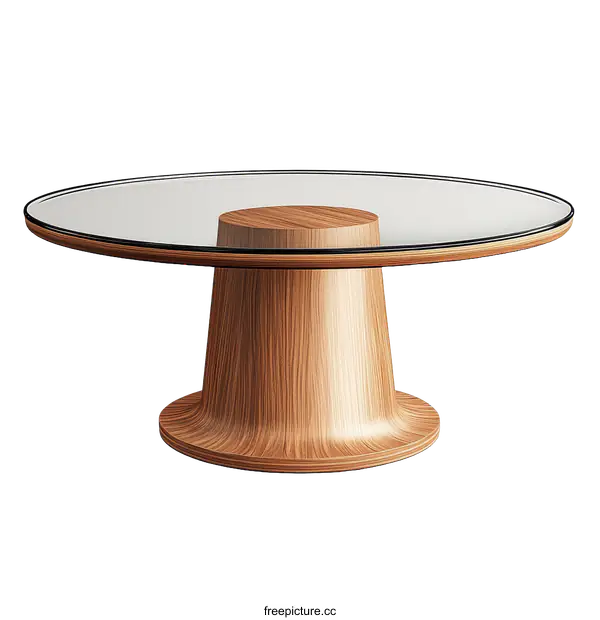 [Transparent Background PNG]Modern Wooden Coffee Table with Glass Top