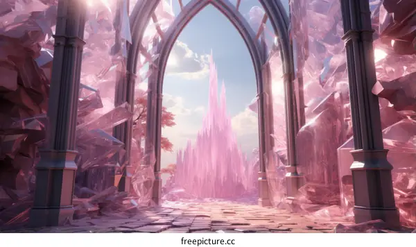 pink crystal palace illustration