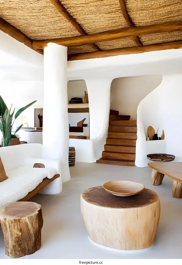 Modern Interior Design with Natural Materials and White Walls