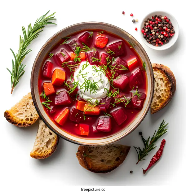 Bowl of Beetroot Soup with Sour Cream
