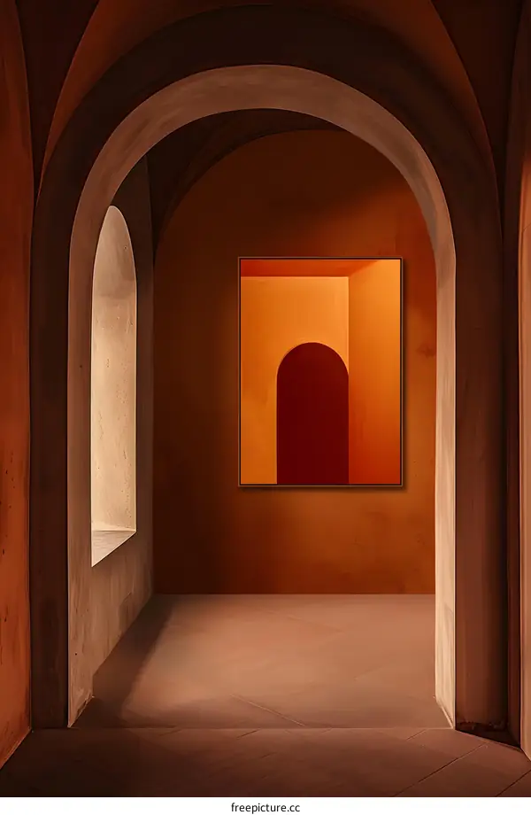 Abstract Archway Wall Art in Orange and Red Tones