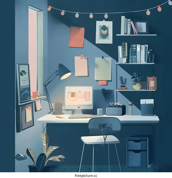 Cozy Home Office with Desk and Computer