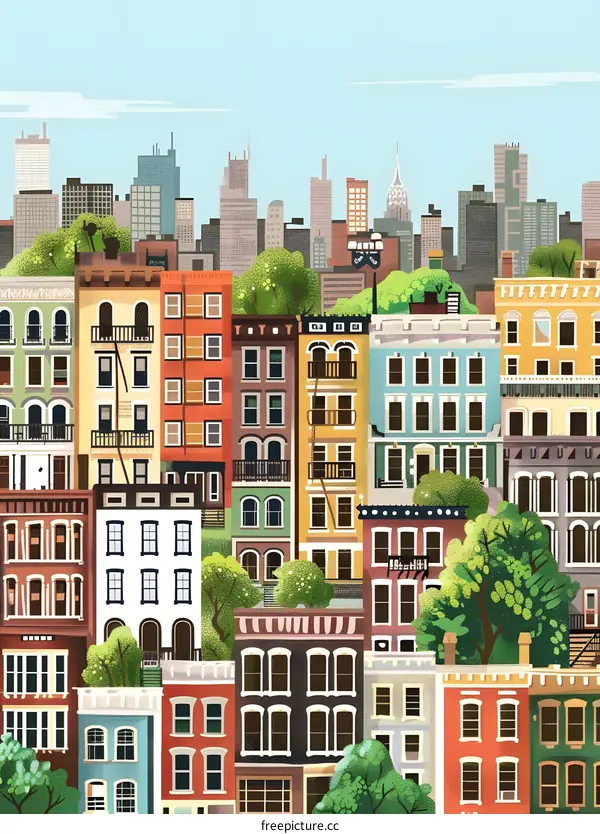 Colorful Buildings in the City