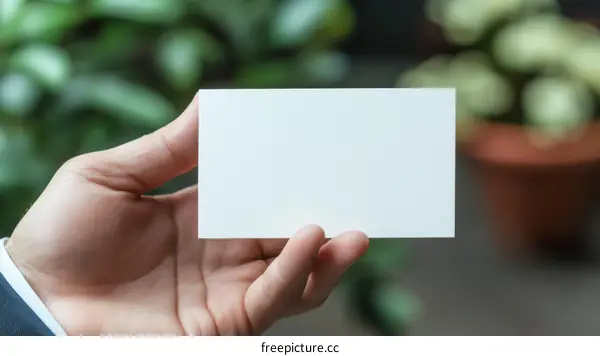 Business Card in Hand with Blurred Background