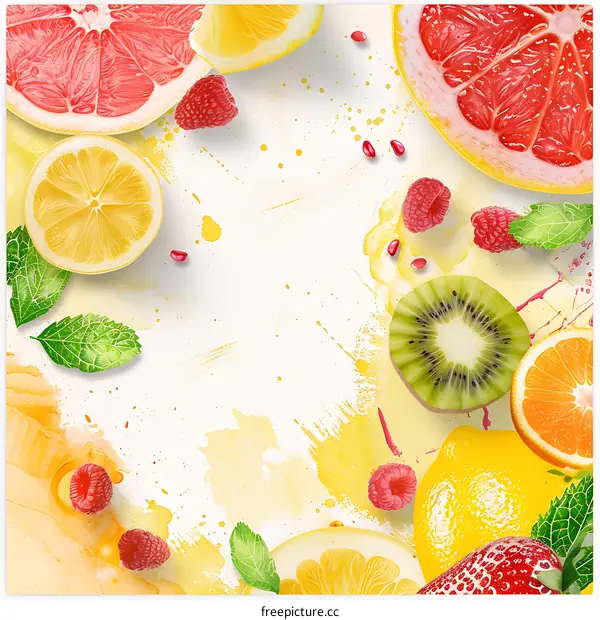 Fresh Fruit Watercolor Background Illustration