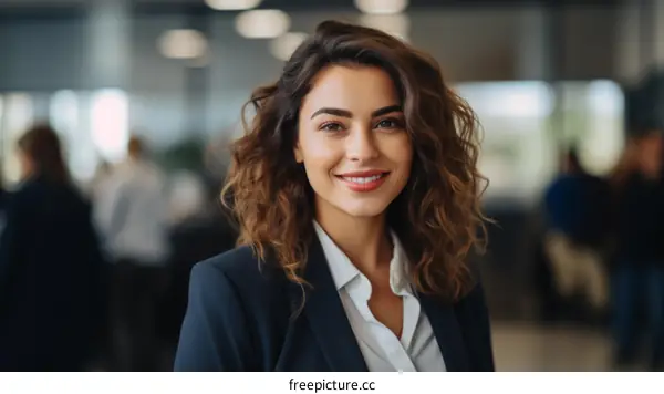 Headshot of a young woman in a suit smiling