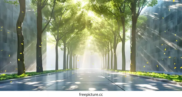 Pathway of Sunlight Through Trees