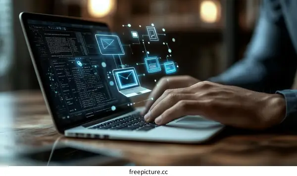 Laptop with Holographic Email Network