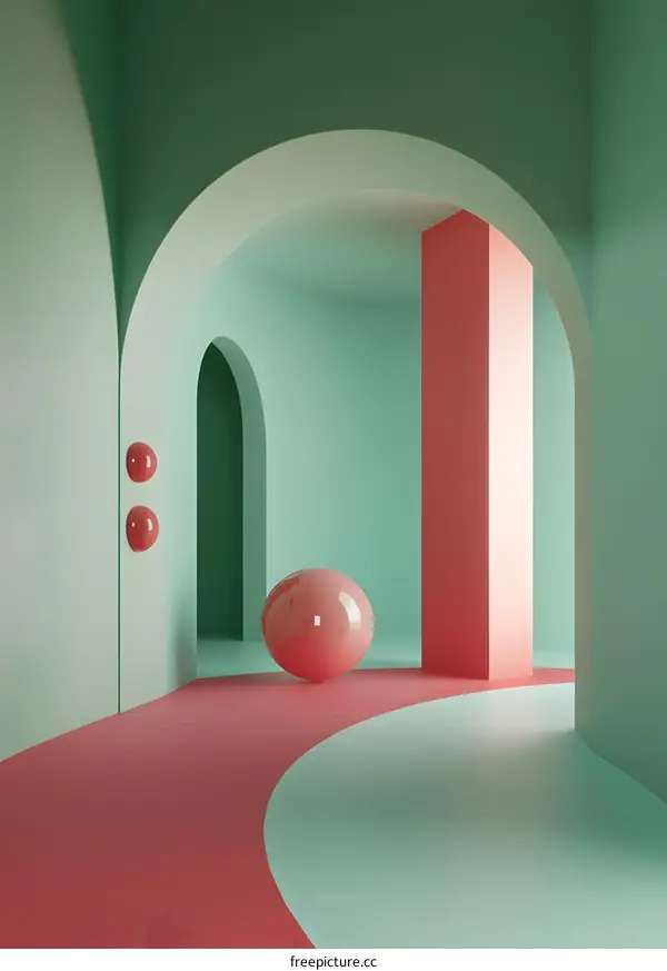Abstract Minimalist Green and Pink 3D Render