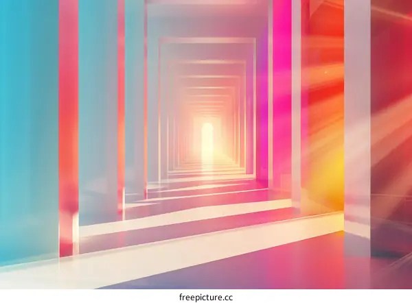 Luminous Geometric Hallway