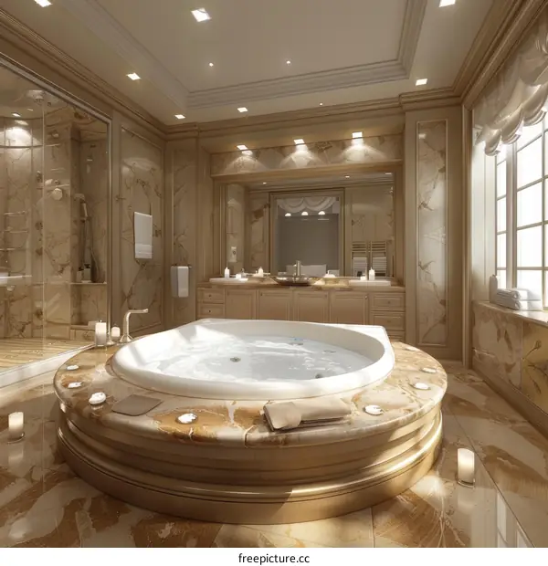 Luxury Golden Bathroom Jacuzzi Interior Design