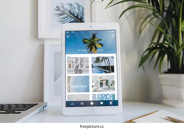 White Tablet With Interior Design App On Screen