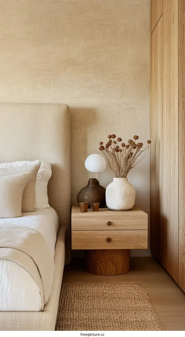 Beige Bedroom Interior with Natural Decor