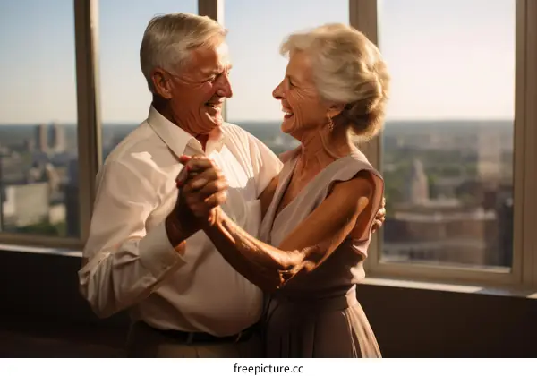 Elegant Elderly Couple Dancing Together