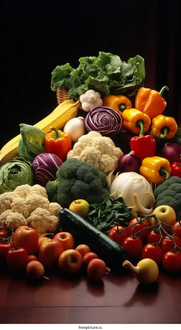 Colorful Variety of Fresh Vegetables and Fruits