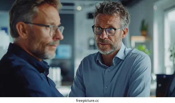 Businessmen Having Serious Conversation in Office